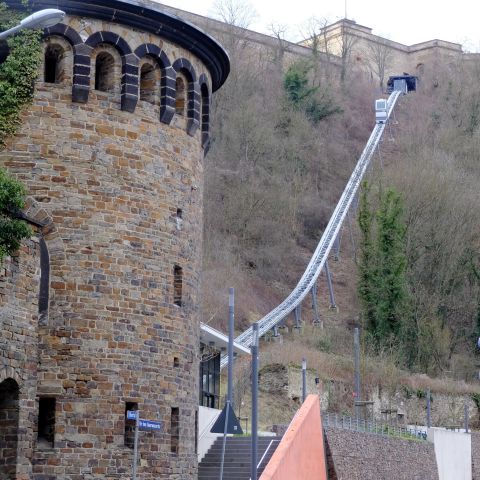 Schr?auml;gaufzug zur Festung Ehrenbreitstein in Koblenz am Mittelrhein