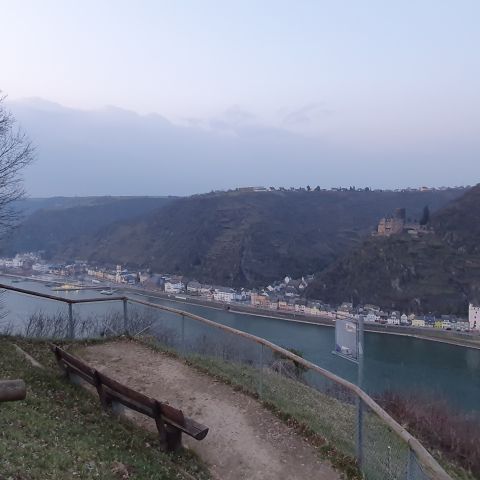 High rock near St. Goar on the Middle Rhine, Katz Castle, St. Goarshausen