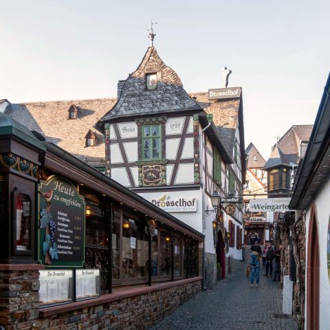 Drosselhof in der Drosselgasse in R?uuml;desheim am Mittelrhein