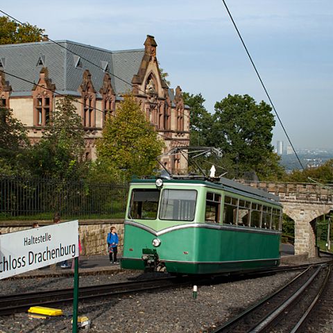 Bus stop Drachenfels Castle in the Seven Mountains
