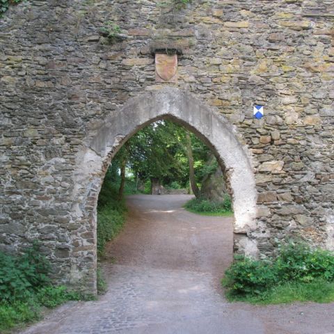 Rheinsteig an der Burg Lahneck bei Lahnstein am Mittelrhein