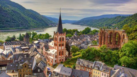 Bacharach on the Middle Rhine from the Post Tower with Werner Chapel